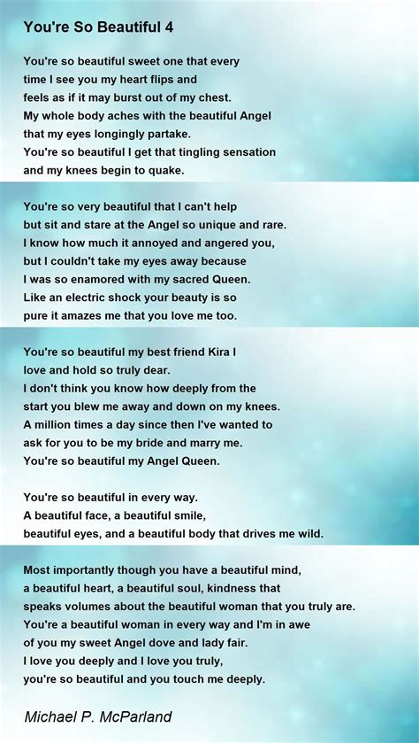 you re so beautiful 4 you re so beautiful 4 poem by michael p mcparland