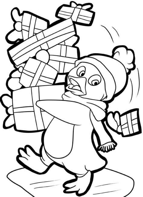 christmas penguin coloring pages printable coloring home