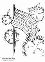 July Fireworks Fourth Drawings Coloring Pages Drawing 4th Color Print Cute Flag American Printcolorfun Paintingvalley sketch template