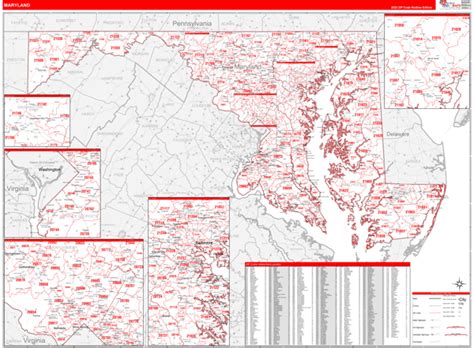 Maryland Zip Code Wall Map Red Line Style By Marketmaps Porn Sex Picture