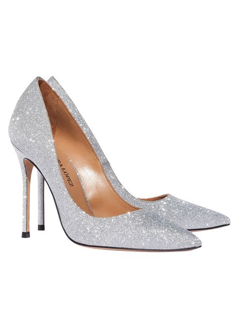 high heel pumps  silver glitter  shoe store pura lopez pura lopez