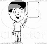 Boy Talking Cartoon Adolescent Clipart Teenage Coloring Thoman Cory Outlined Vector 2021 Clipartof Illustration sketch template