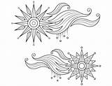 Celestial Coloring Star Wind Pages Printable sketch template