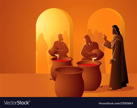 jesus turns water  wine royalty  vector image