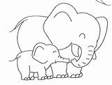 Coloring Kids Elephants Pages Elephant Baby Color Cartoon Animals Funny Printable Outline Children Print Sheets Template Buffalo Mother Stencil Patterns sketch template