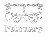 Coloring February Month Pages Calendar Color Printable Hearts Months Year Sheets Books Greeting Card Valentine Book Parenting Leehansen Adult Bubble sketch template