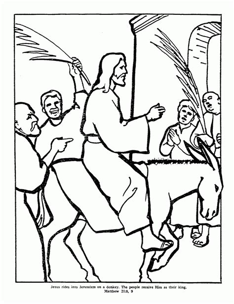 jesus triumphal entry  jerusalem  donkey coloring page coloring