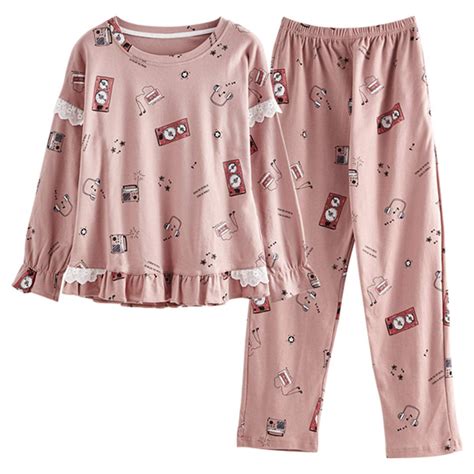 womens pajamas set pyjamas long sleeve tops and pants sleepwear set