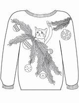 Sweater Coloring Christmas Ugly Pages Cat Printable Sweaters Colouring Motif Branches Sheet Template Drawing Categories Tree Store sketch template