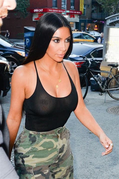 kim kardashian wearing   top  nyc august  popsugar celebrity photo