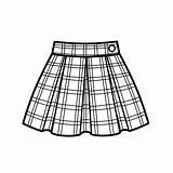 Plaid Pleated Vector Flared Ruffle sketch template