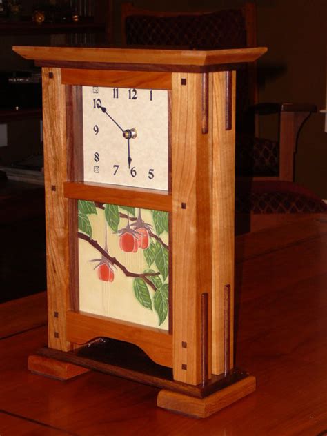 mission style mantel clock plans rabbet joint cabinet