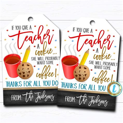 teacher staff appreciation printable gift tags   give  teacher