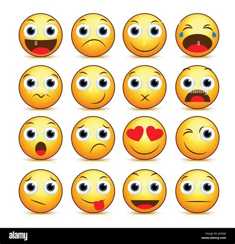 vector cartoon smiley face set of yellow emoticons and icons with funny
