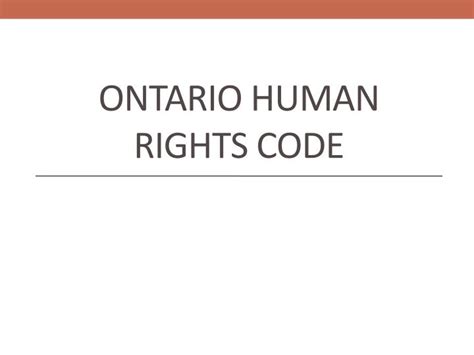 Ppt Ontario Human Rights Code Powerpoint Presentation Free Download