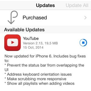 youtube app updates  iphone   ios