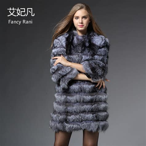 buy real silver fox fur coat detachable sleeve luxury