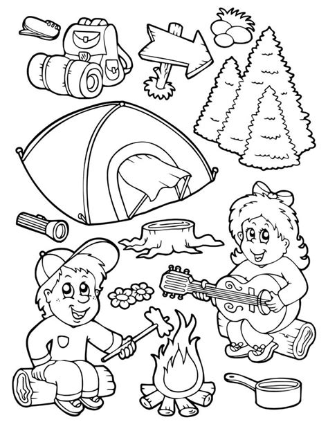 camping pages girls coloring pages