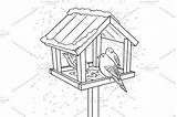 Bird Coloring Feeder Winter Book Feeders Vector Creativemarket sketch template