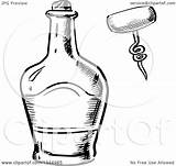 Bottle Whisky Vector Clipart Sketched Corkscrew Illustration Royalty Coloring Tradition Sm Pages Template sketch template