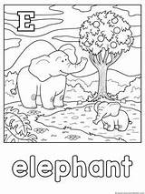 Elephant Alphabet Coloring Animal Theme Pages Printables Letter Worksheets Words Books Disney Kids sketch template