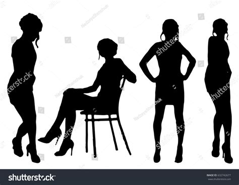 Vector Illustration Silhouette Girl Sexy Posing Stock Vector Royalty