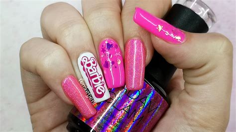 Hot Pink Barbie Nails Madam Glam Gel Polish Overlay On