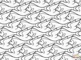 Escher Coloring Fish Tessellation Bird Pages Mc Tesselations Printable Kids Visit sketch template