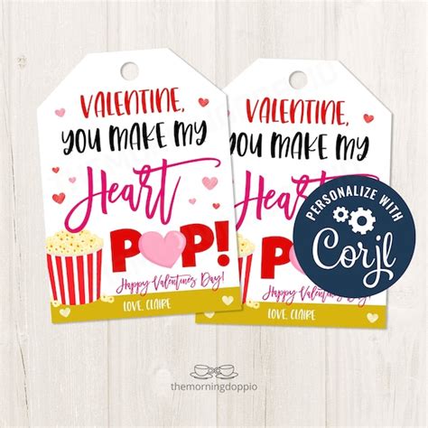printableeditable    heart pop valentines gift tag etsy