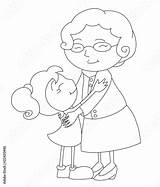 Nonna Nipote Disegno Nipoti Nonni Stampare Scène Noire Grandmother Hug Bozzetto Simili Scarica sketch template