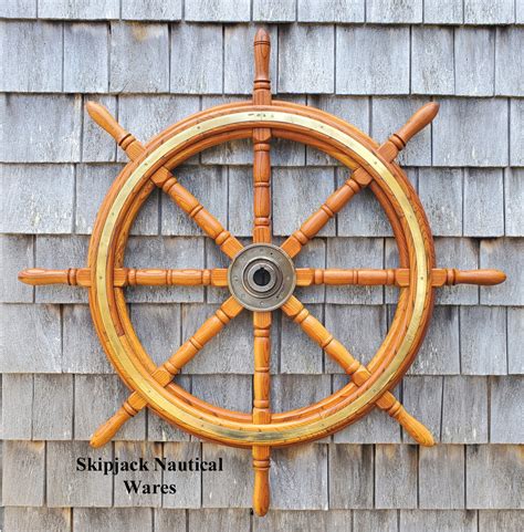vintage oak ship yacht boat wheel  diam skipjack nautical wares