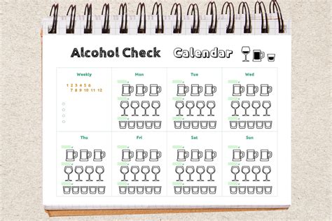 monthlyweekly alcohol tracker wall calendar  printable etsy