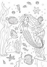 Sirene Meerjungfrauen Erwachsene Poissons Adulte Mermaids Adulti Malbuch Sirenas Wasserwelten Adultos Justcolor Fishes Sirène Colorier Adultes Difficile Aquatiques Mondes Seabed sketch template