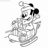 Mouse Mickey Sleigh sketch template