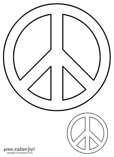 peace sign print color fun  printables coloring pages crafts
