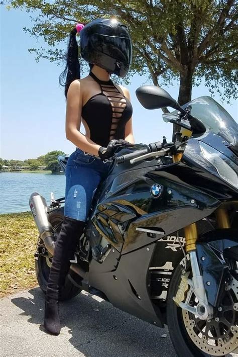 Super Hot Biker Girl In A Cool Black Motorcycle Helmet Biker Girl