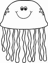 Jellyfish Clipart Coloring Printable Jelly Fish Clip Outline Sea Ocean Cartoon Pages Mycutegraphics Graphics Life Cliparts Animals Cute Transparent Printables sketch template