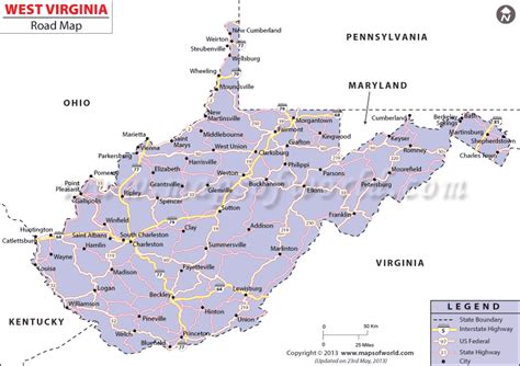 Buy West Virginia Road Map