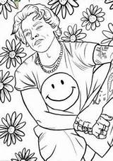 Coloring Pages Harry Styles Drawing Drawings Direction Colouring Trippy sketch template