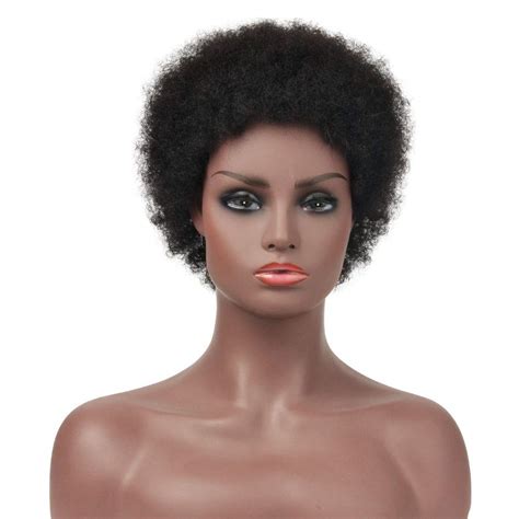 100 human hair short afro kinky curly wig salonchat brazilian non remy
