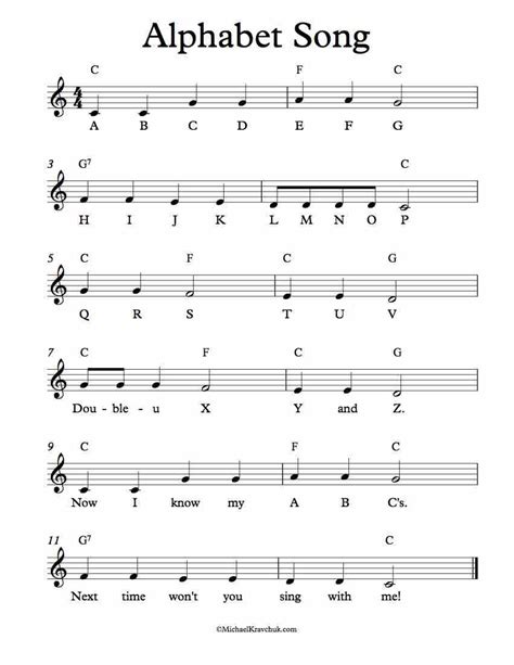 lead sheet alphabet song easy piano sheet  clarinet