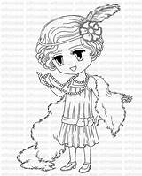 Flapper Coloring 1920s Pages 1920 Fashion Stamp Digital Getcolorings Getdrawings Drawing Printable Digi Sold Etsy sketch template
