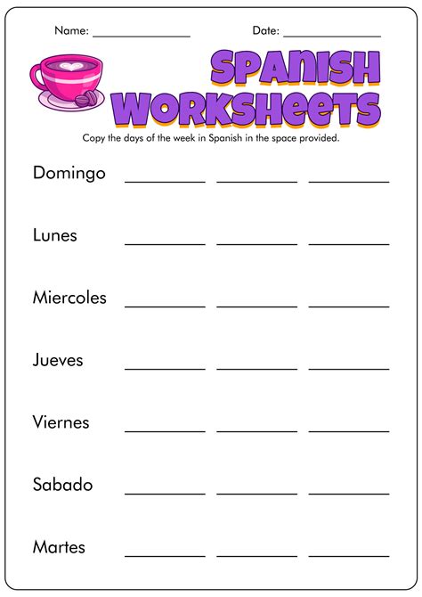 spanish  worksheets    worksheetocom
