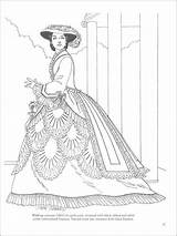 Coloring Pages Victorian Fashion Historical Woman Book Printable Color Women Mode Adult Dress Adults Coloriage Ladies Fashions Jahrhundert Vorlagen Ausmalbilder sketch template