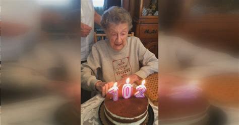 watch 102 year old woman loses dentures blowing out birthday candles