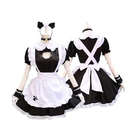 new cos open chest black cat maid out cute cat japanese maid service