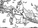Coloring Pooh Winnie Autumn Piglet Pages Wecoloringpage sketch template
