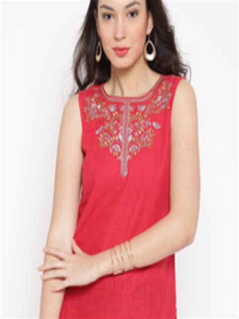 buy aurelia red embroidered kurti kurtis  women  myntra