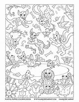 Coloring Puppies Playful Marjorie Pages Adult Sarnat Mandala Trampoline Choose Board Printable sketch template