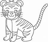 Tiger Cute Clipart Baby Clip Coloring Pages Abc Cliparts Animals Bw Printable Colorable Kids Head Cartoon Outline Wikiclipart Line Others sketch template